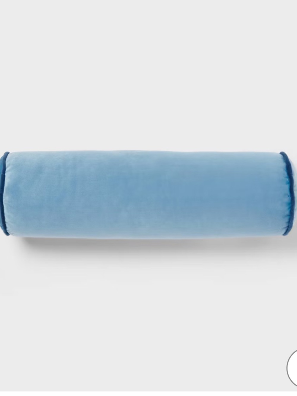 Set of 2 Pillowfort Light Blue Velvet Bolsters with Dark Blue Piping